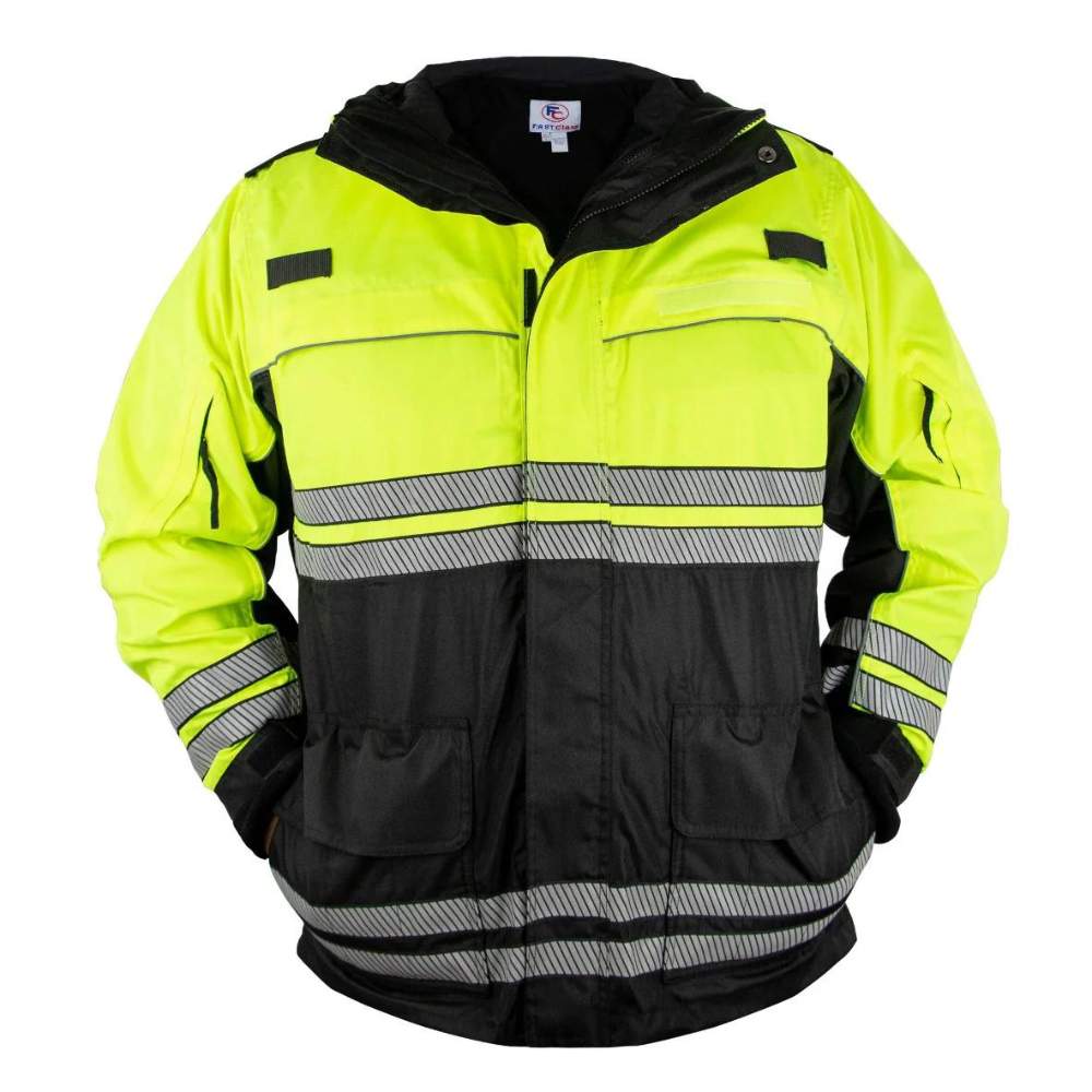 First Class High Visibility Waterproof Parka with Reflective Striping