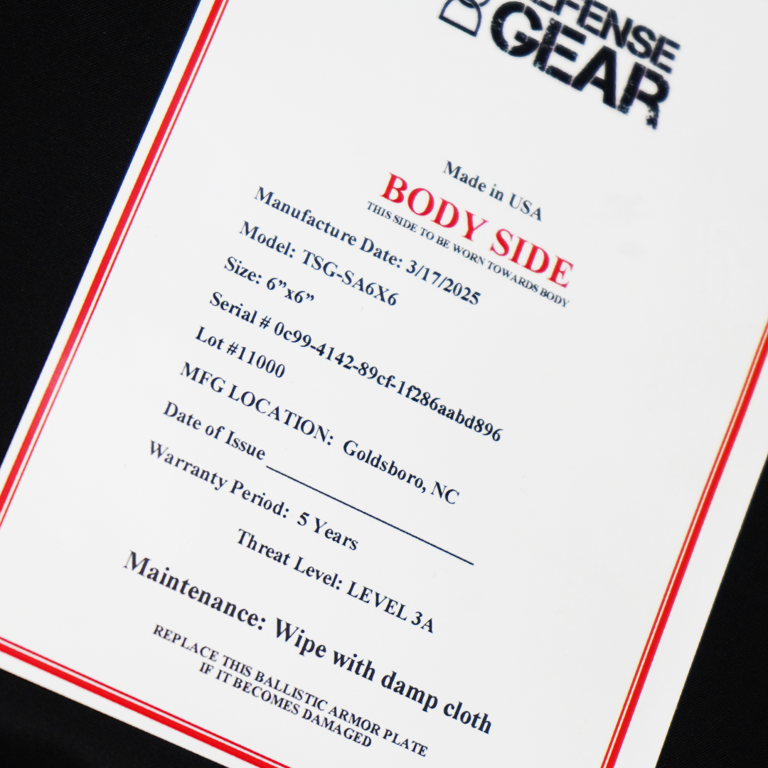 Level IIIA Body Armor Soft 10 x 12 Plate-TSG-SA10x12S