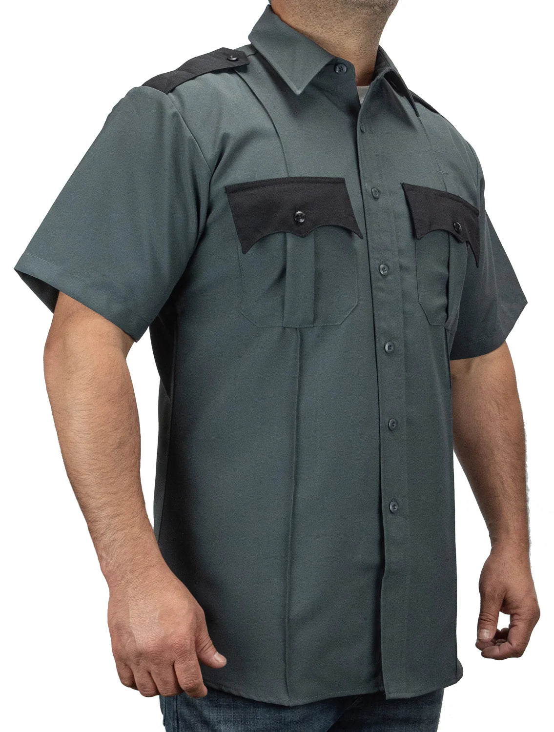 100% Polyester Two Tone Short Sleeve Uniform Shirt