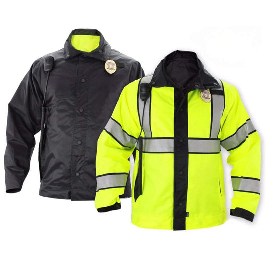 Reversible High Visibility Raincoat Made From 100% Nylon Oxford Fabric
