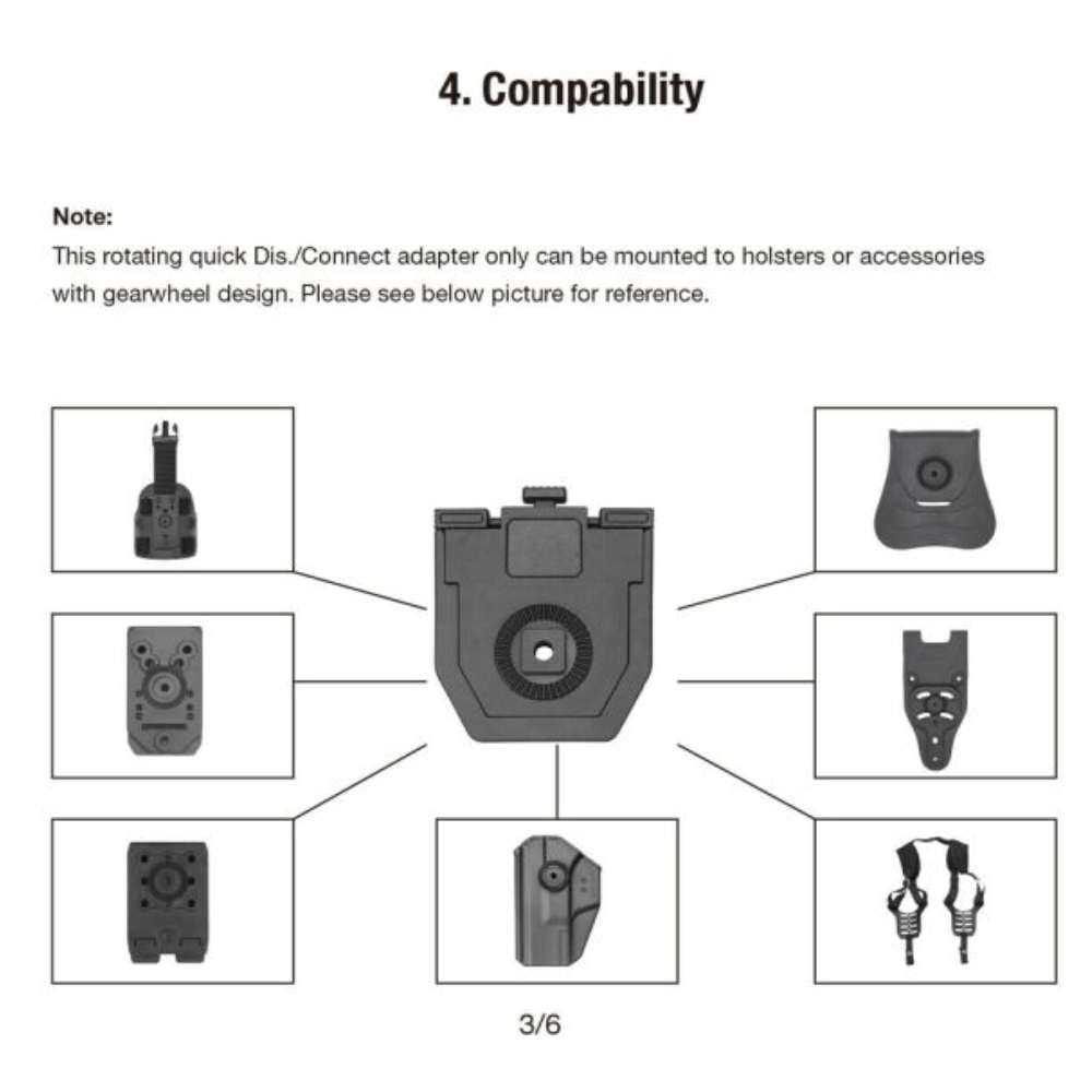 Tactical Scorpion Gear Polymer Snap to Click Quick Install Mount Rotating