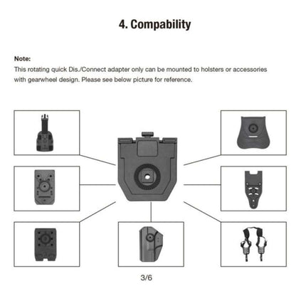 Tactical Scorpion Gear Polymer Snap to Click Quick Install Mount Rotating