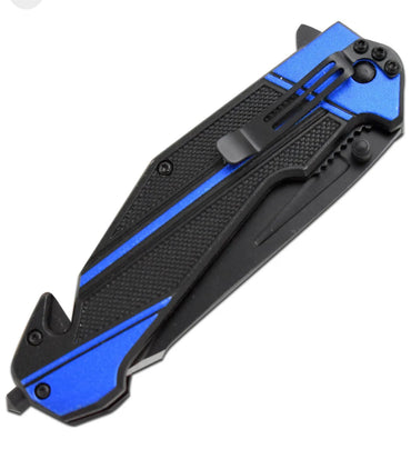 9" First Responder's Tactical Police Rescue Spring Assist Open Pocket Knife